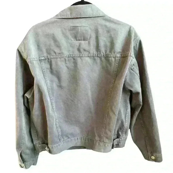 Vintage 90s GAP Grey Denim Utility Jacket - Medium - Distressed - Button - Picture 2 of 6